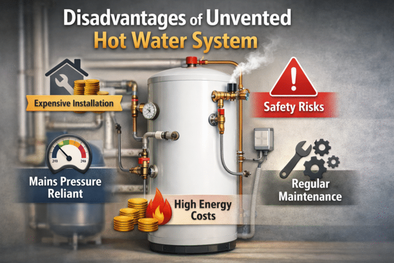disadvantages of unvented hot water system